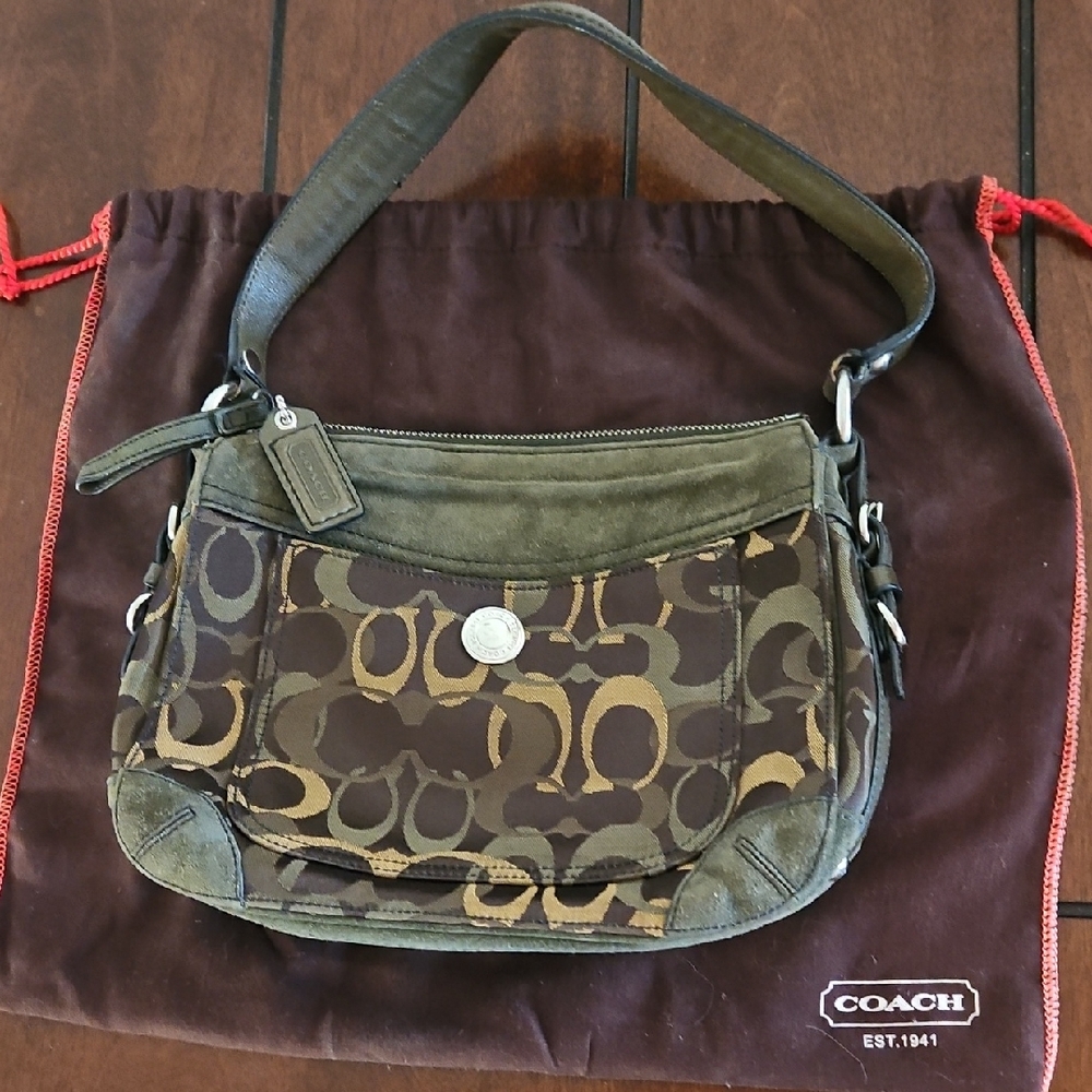 Coach Olive and Brown Shoulder Bag